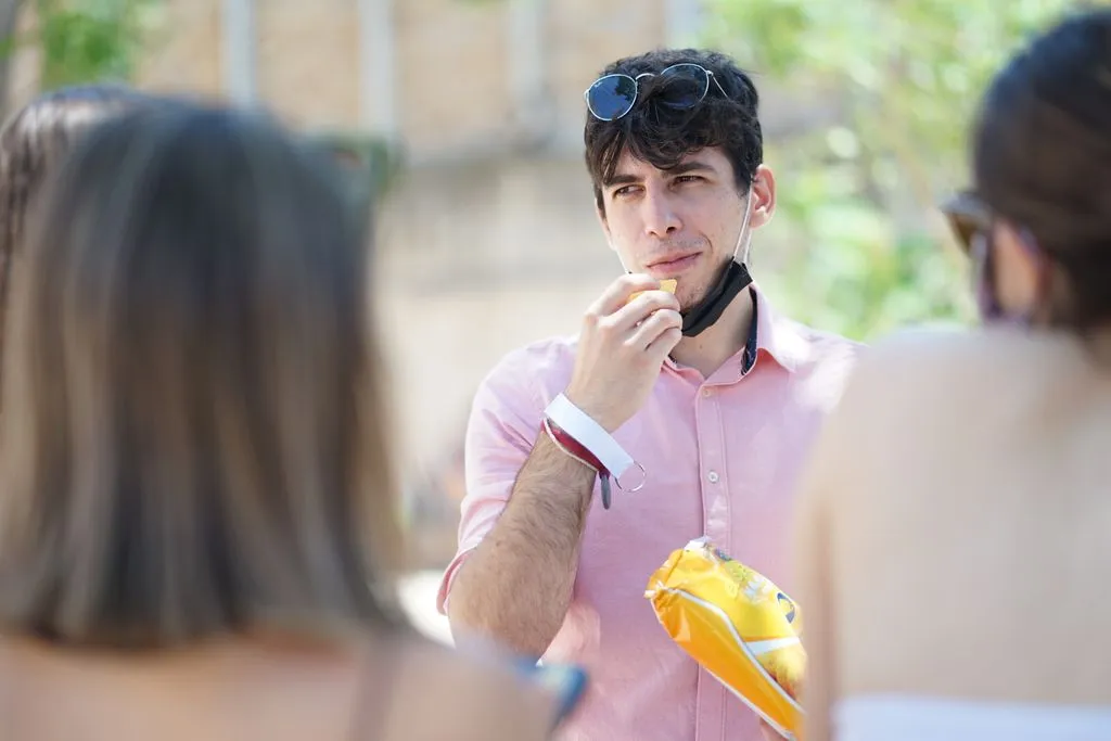 Me enjoying snacks at the Open-Air cinema ALT
